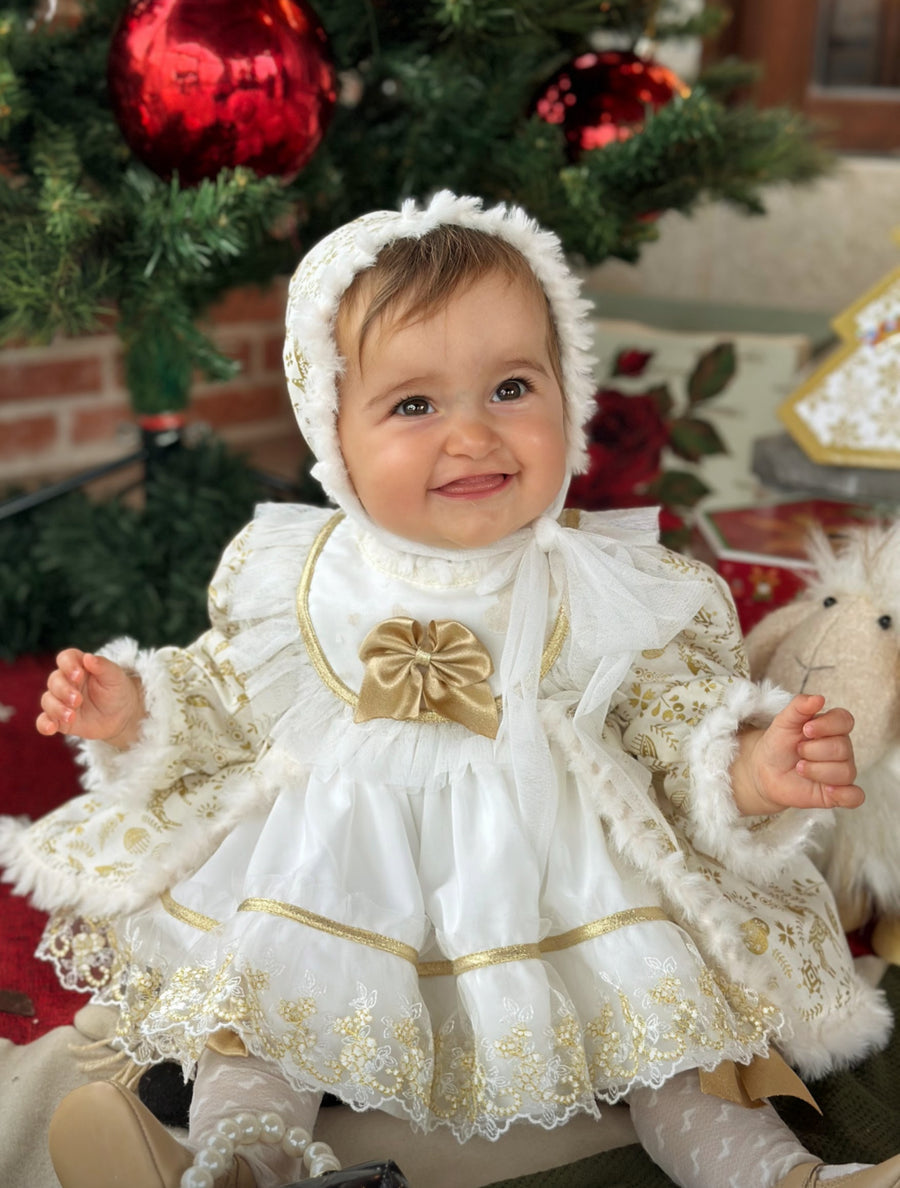 Golden Christmas Babygirls Dress AW (Made to order)