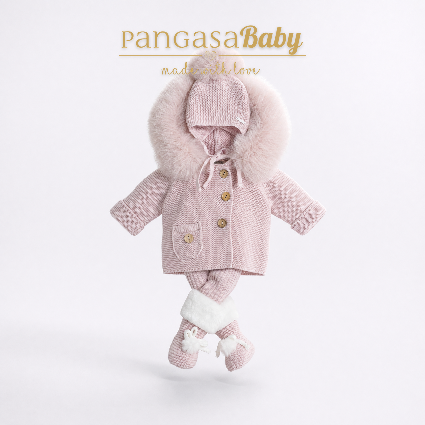 Pangasa Baby Luxury Fur Powder Pink Jacket - In Stock
