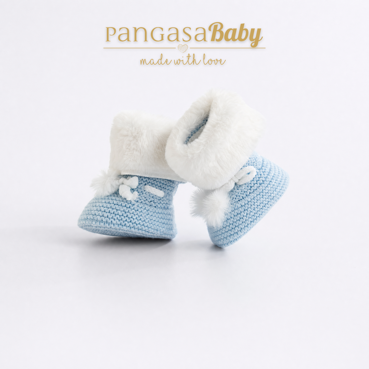 Pangasa Baby Powdered Pink Fur Cuffed Knitted Booties ~ AW26 Preorder