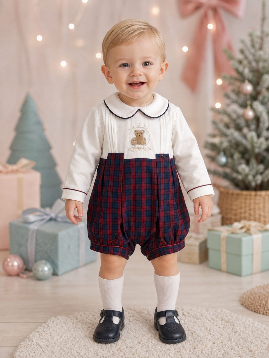 Boys Wine Teddy Romper