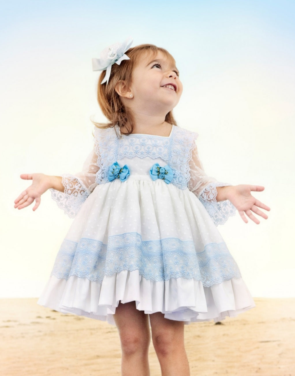 Girls Blue Cindy Puffball Dress - (Made to order) Girls Blue Cindy Puffball Dress - (Made to order)