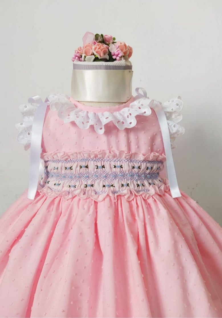 Sonata Pink Plumeti Smock Dress (Made to order)