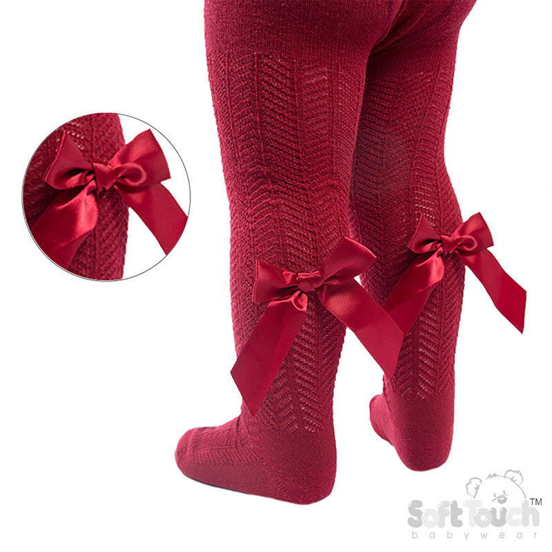 Baby Girls White Chevron Bow Tights
