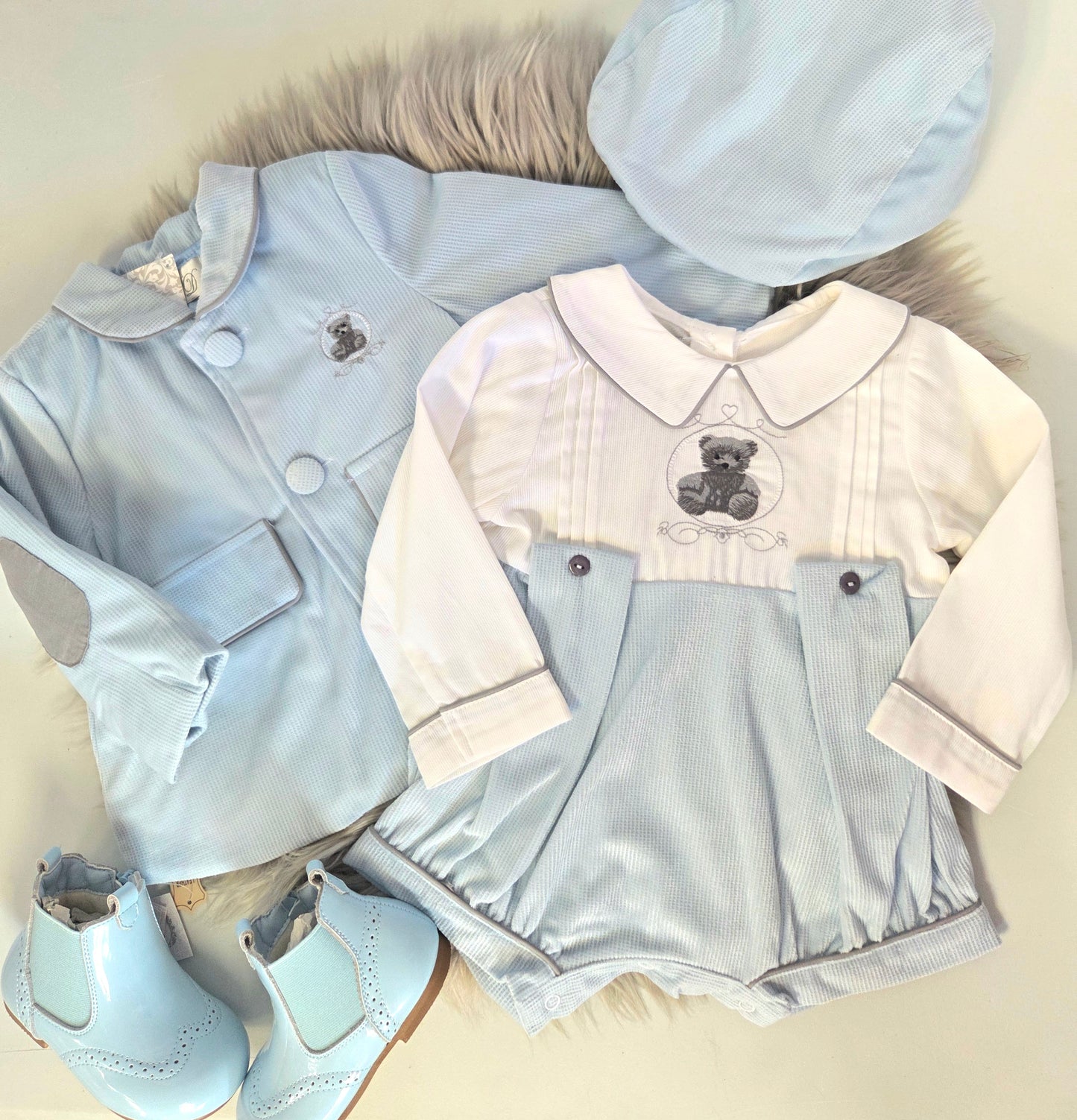 Boys Romper, Jacket & Hat Set