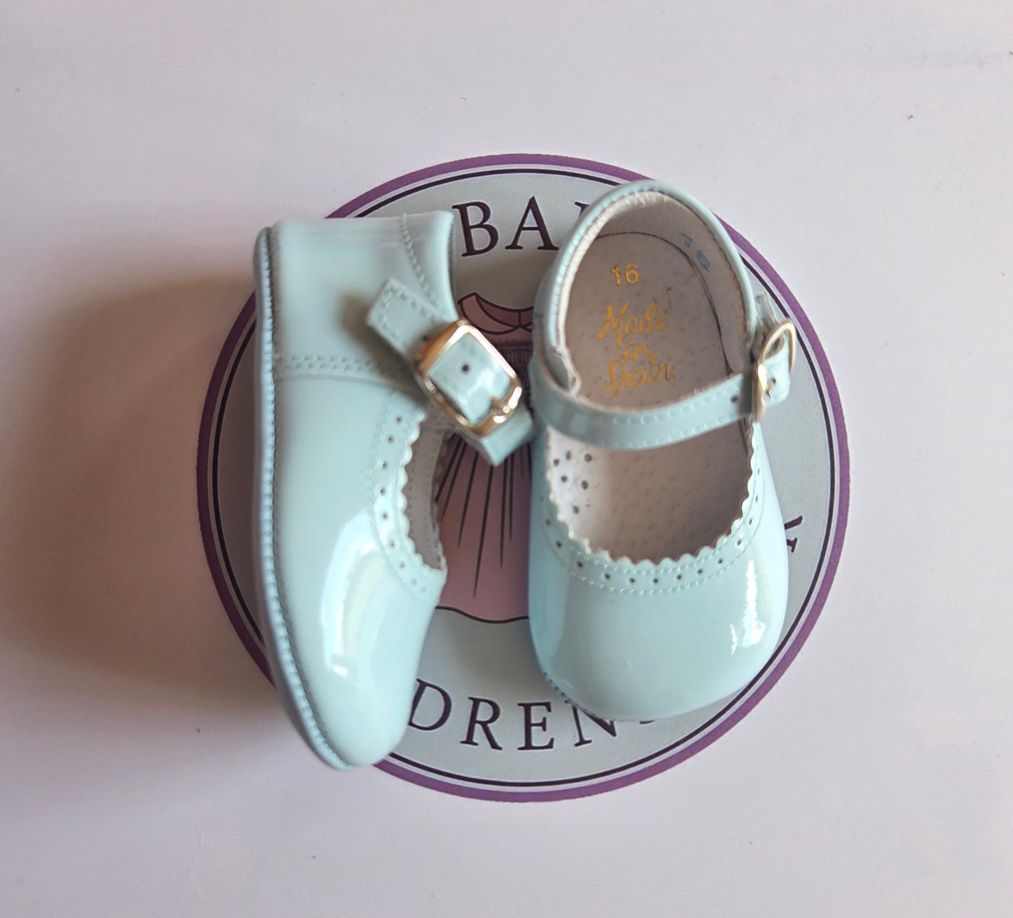 Amor Bambino Blue Mary Jane Baby Girls Patent Pram Shoes (In Stock)
