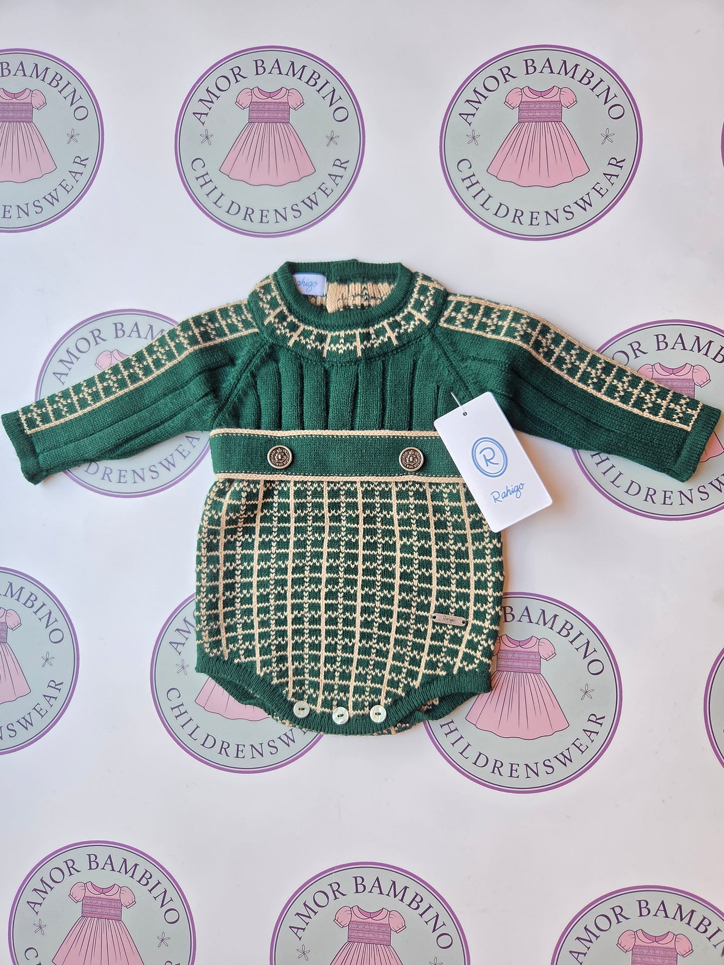 Rahigo Baby Boys Bottle Green & Camel Romper Set - AW26 In Stock