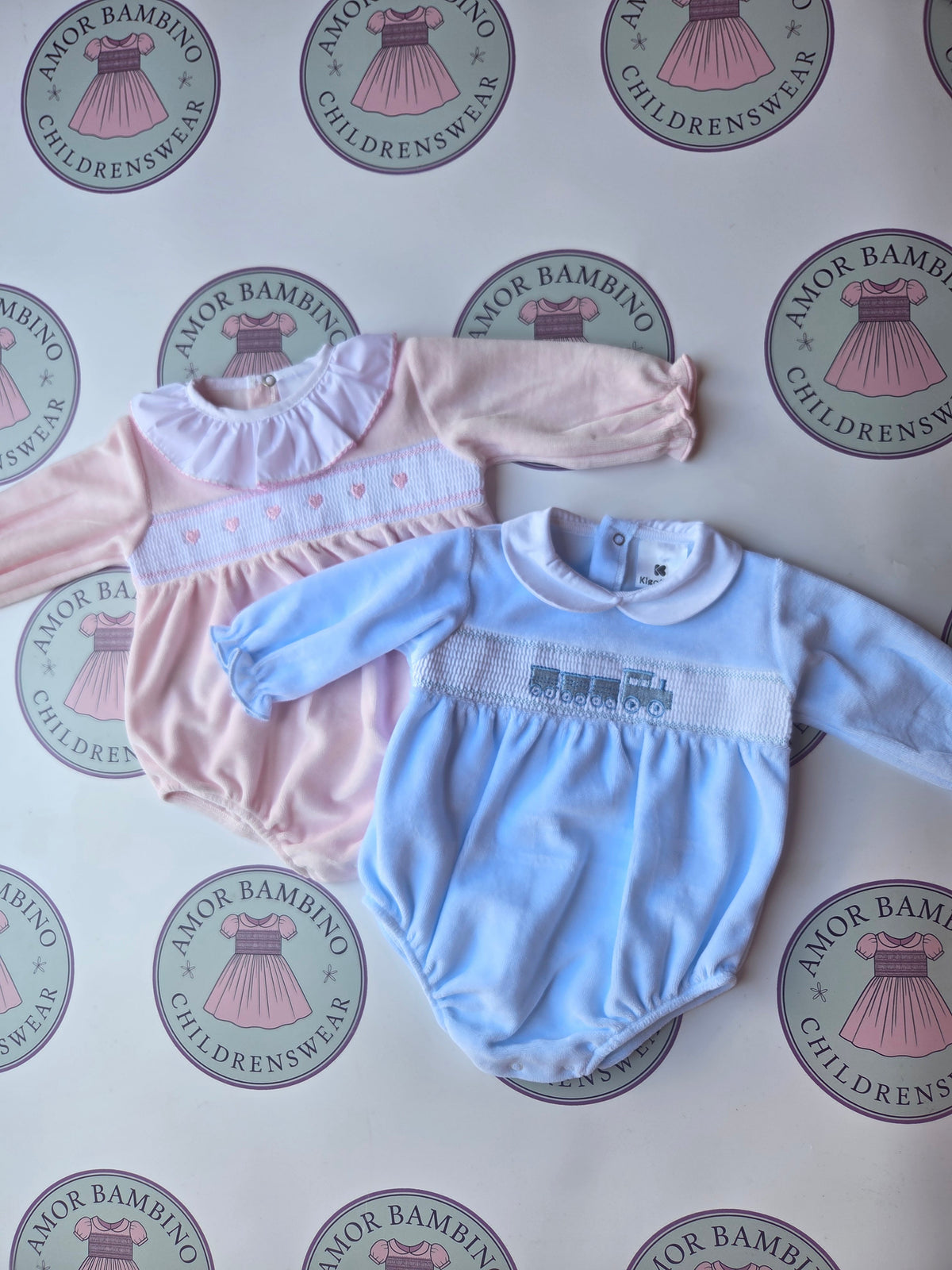 Baby Girls Pink Hearts Velour Romper