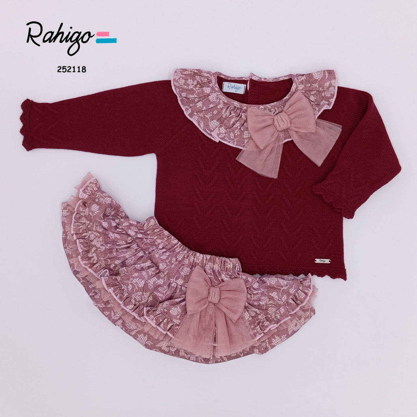 Baby Girls Rahigo Burgandy Jumper & Skirt AW25 - In Stock