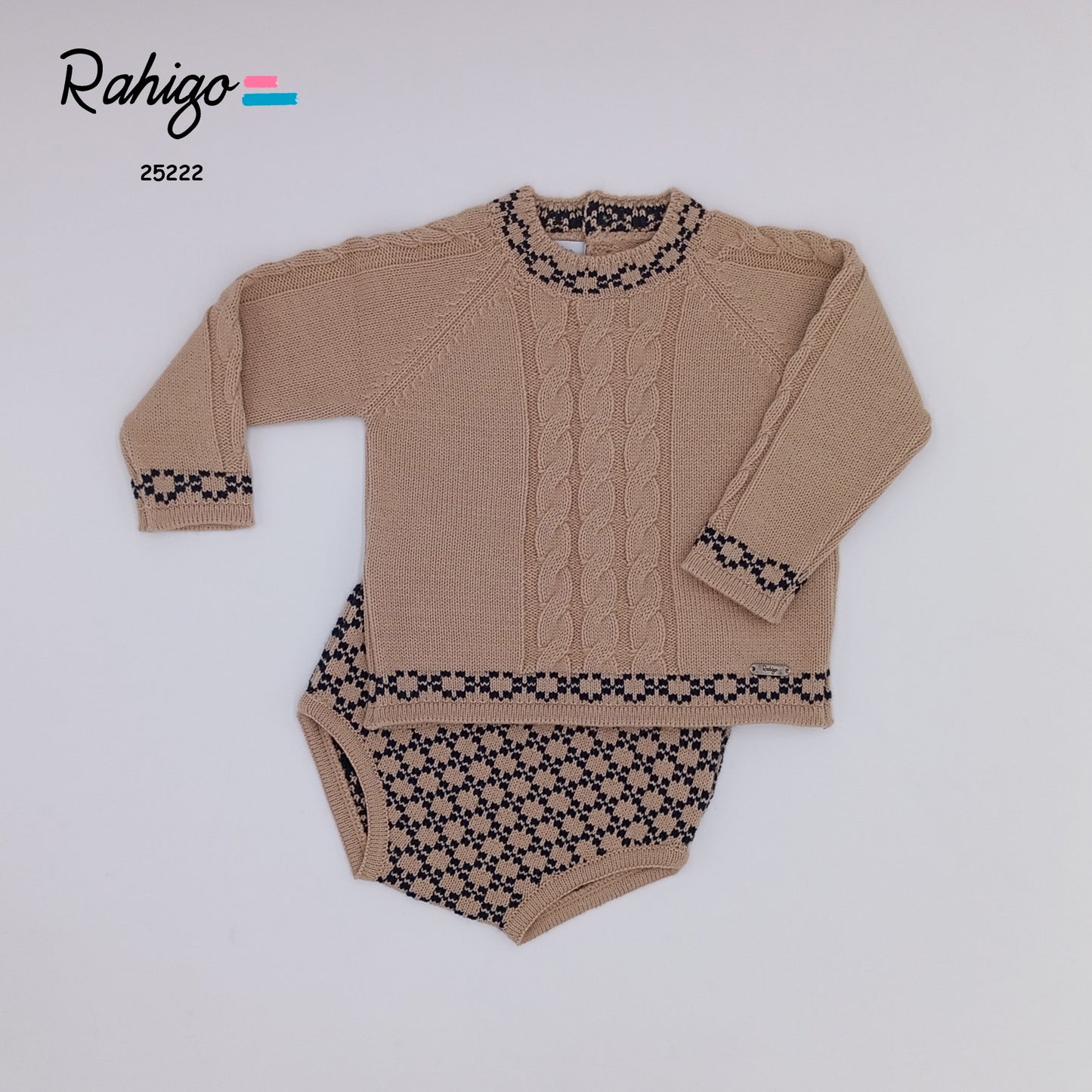 Baby Boys Rahigo Camel & Navy 2 Piece Jumper & Jam Pant Set AW25 - in stock