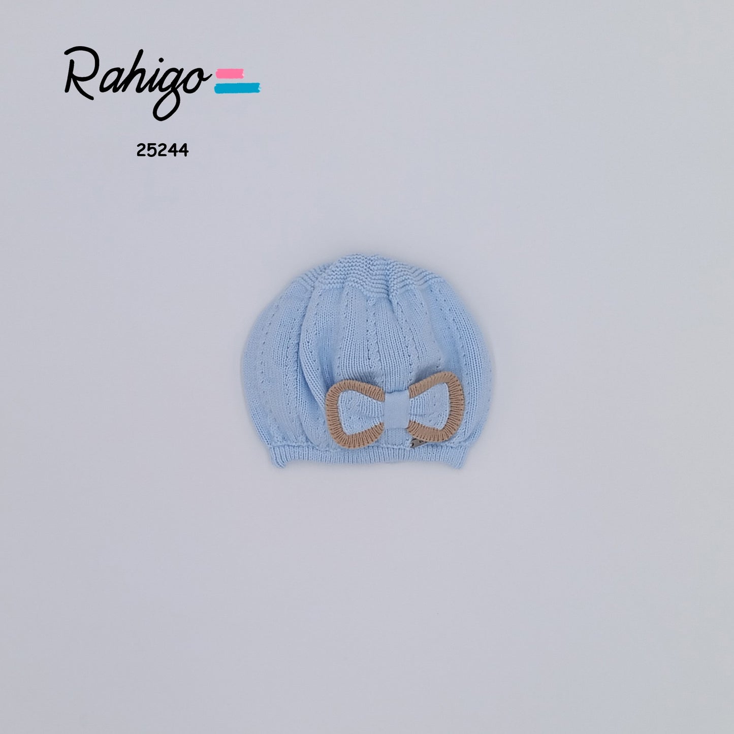 Girls Rahigo Baby Blue & Camel Beret AW25 - in stock 4 years