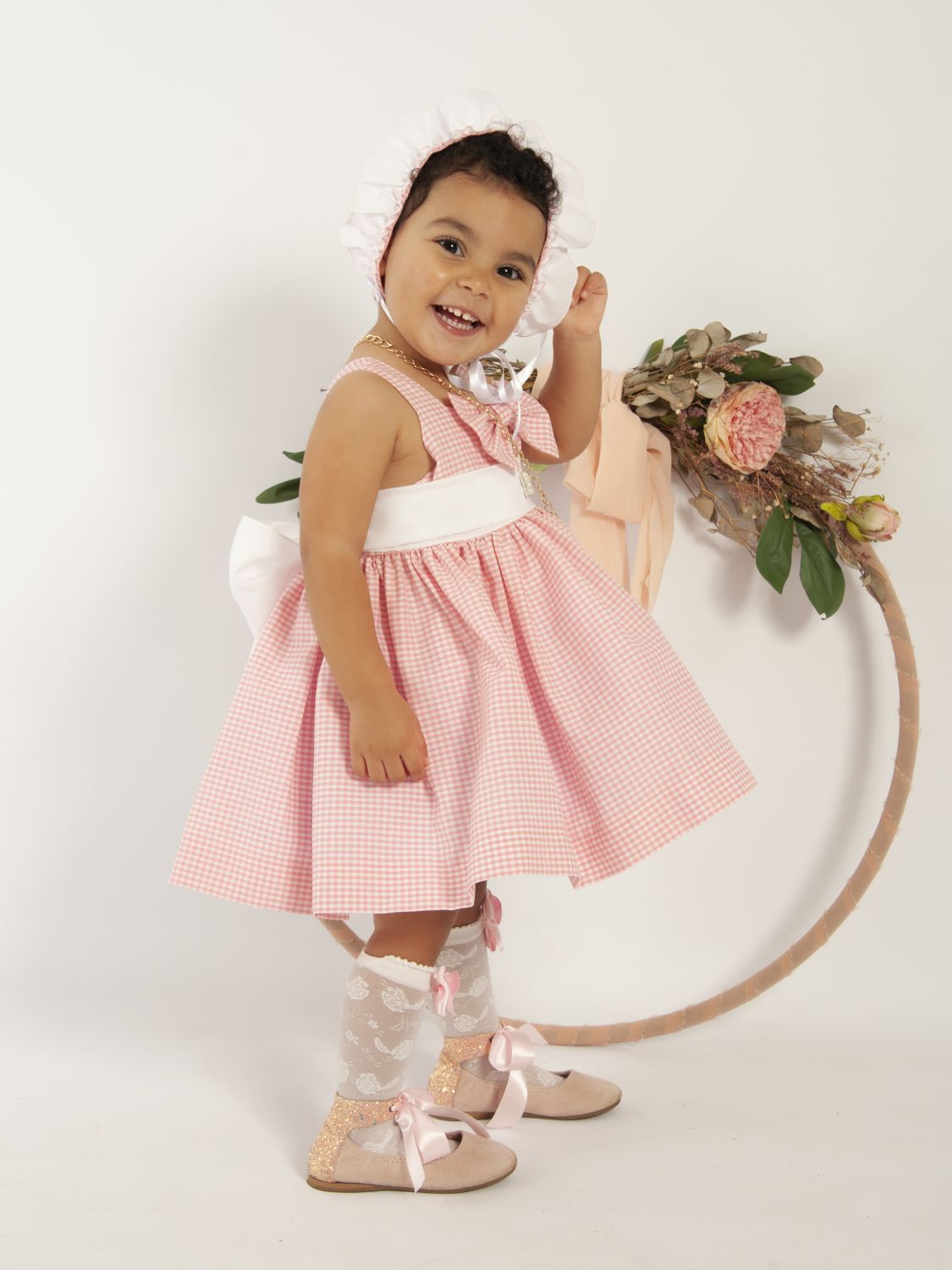 Sonata Pink Gingham Puffball Dress (Made to order)