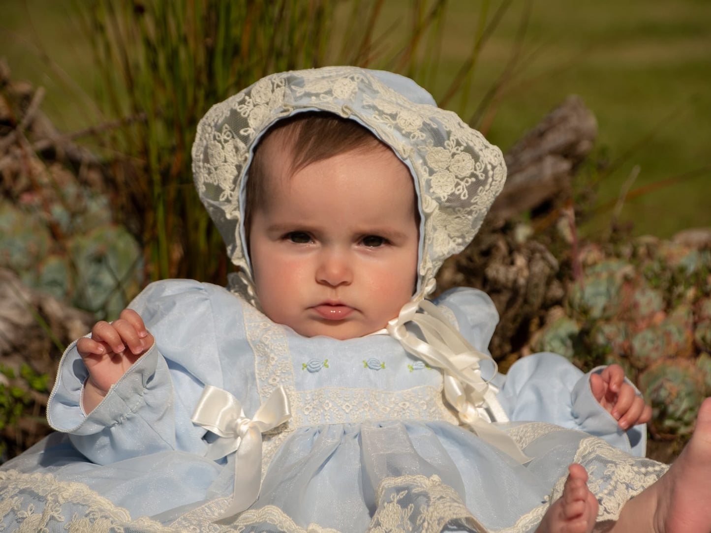 Baby Blue Embroidered Puffball Dress & Knickers AW (Made to order)