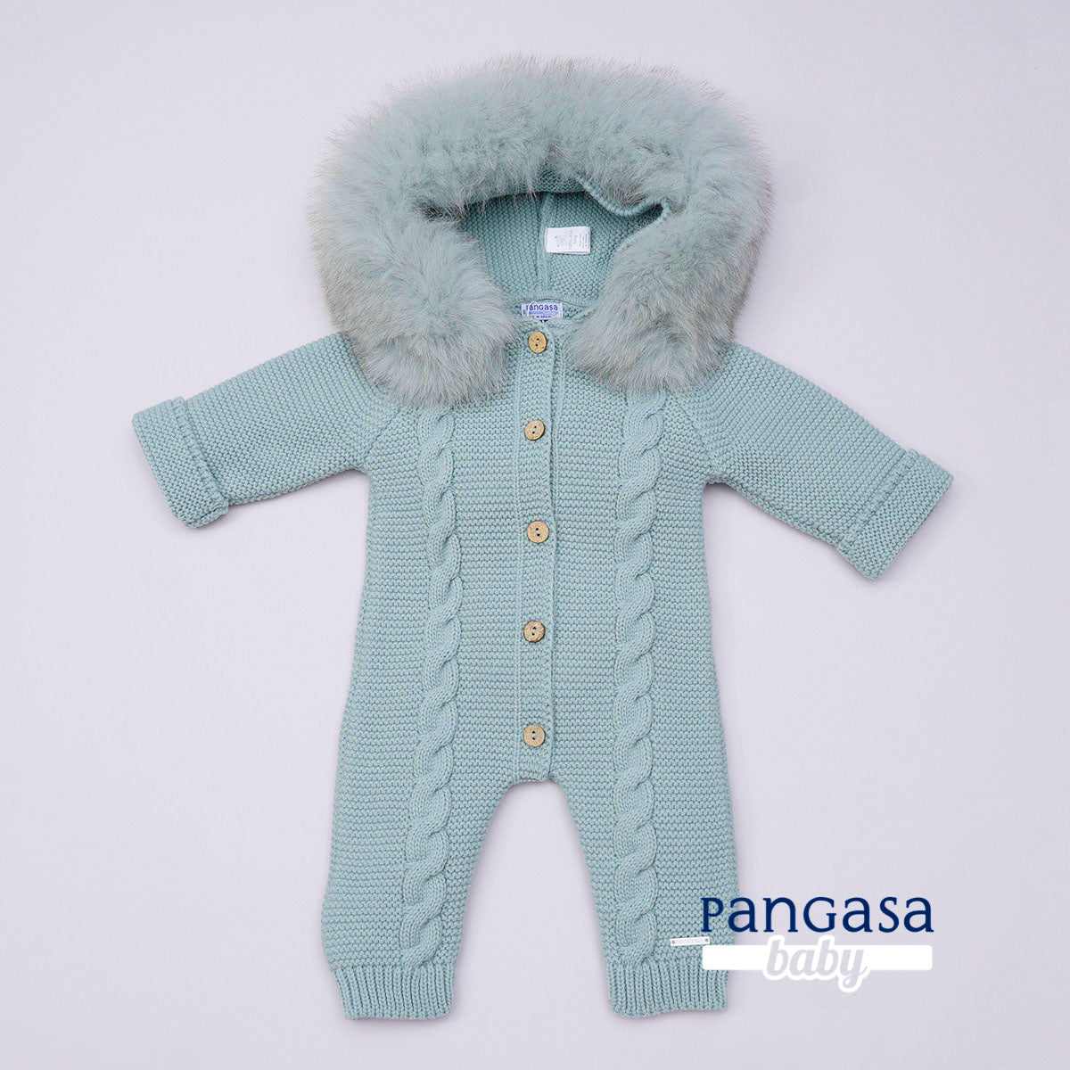 Pangasa Baby Faux Fur Cable Knitted Pramsuit - 10 Colours - Preorder