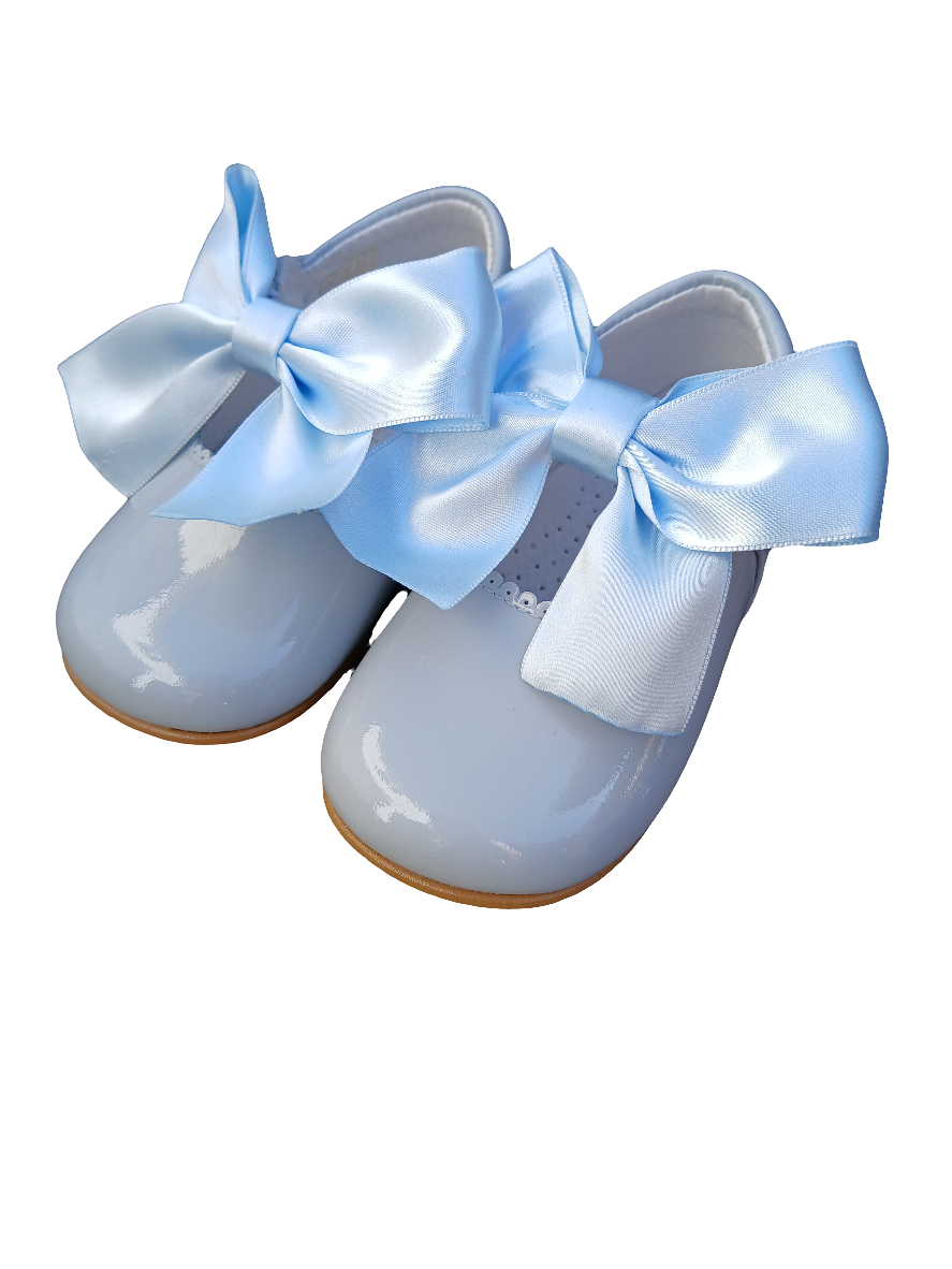 Girls Mary Jane Blue Patent Shoes with diamanté buckle