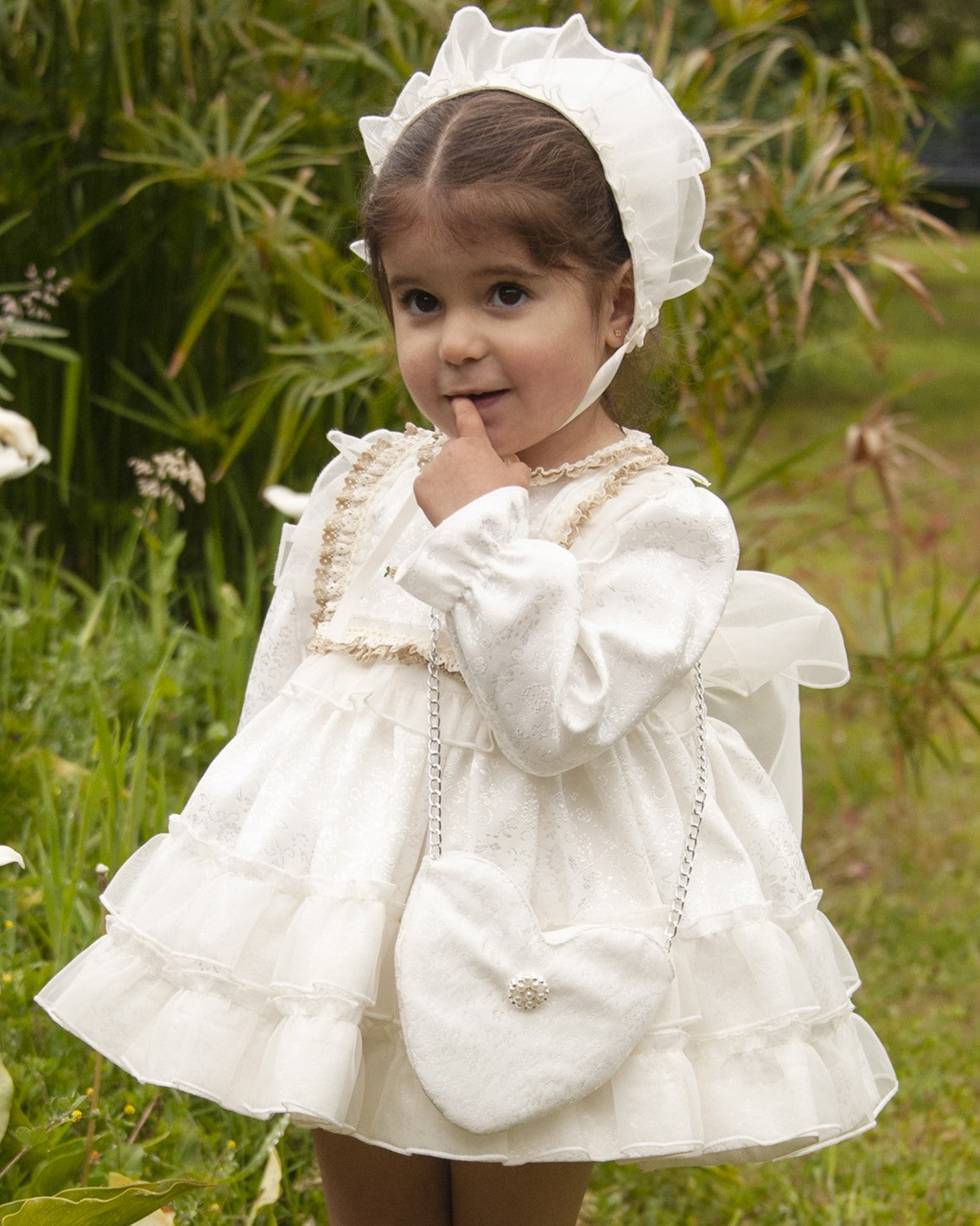 Embroidered Cream Handmade Heart Sonata Bag AW (Made to order)
