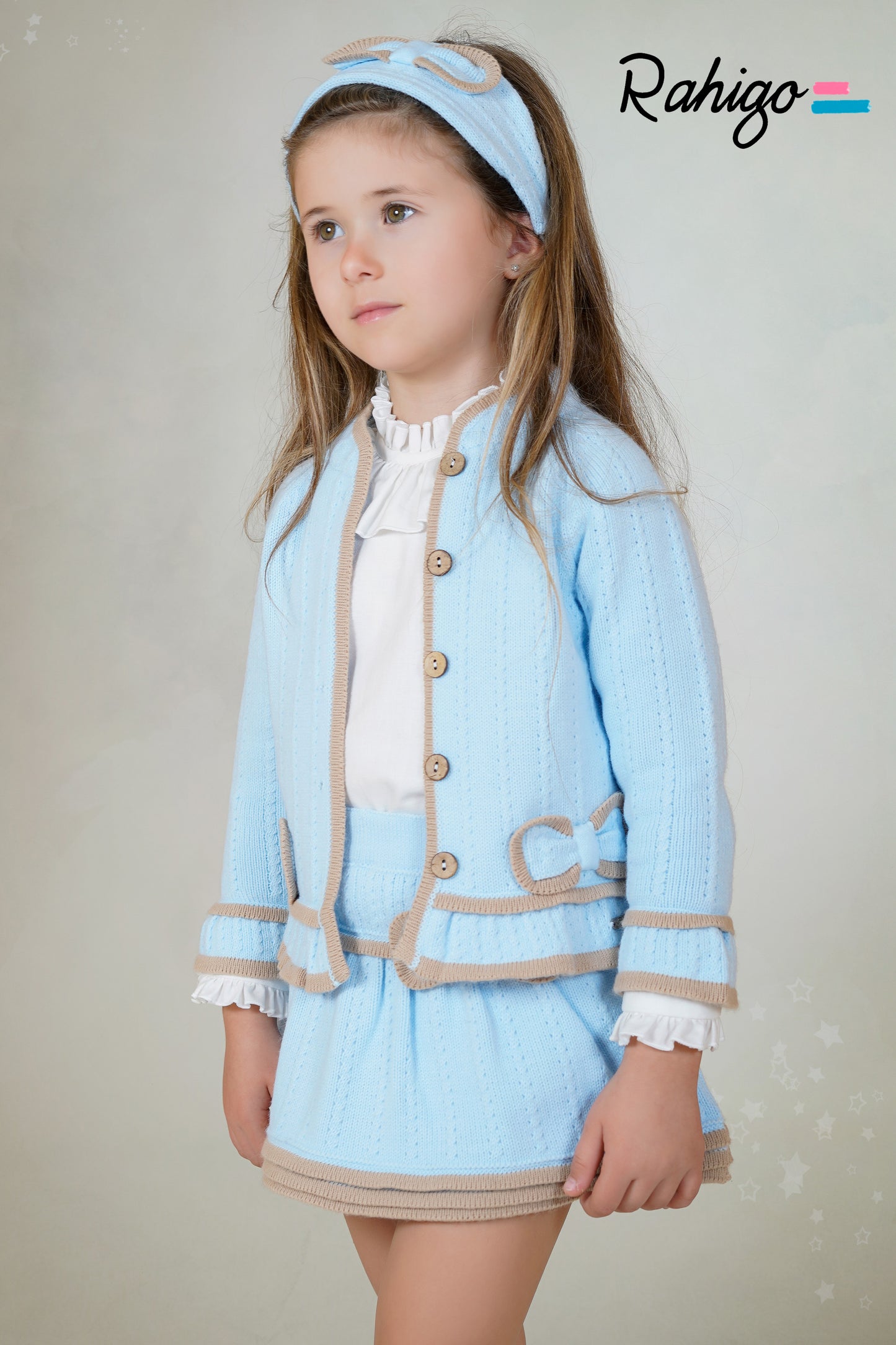 Baby Girls Rahigo Baby Blue & Camel Headband AW25 - in stock