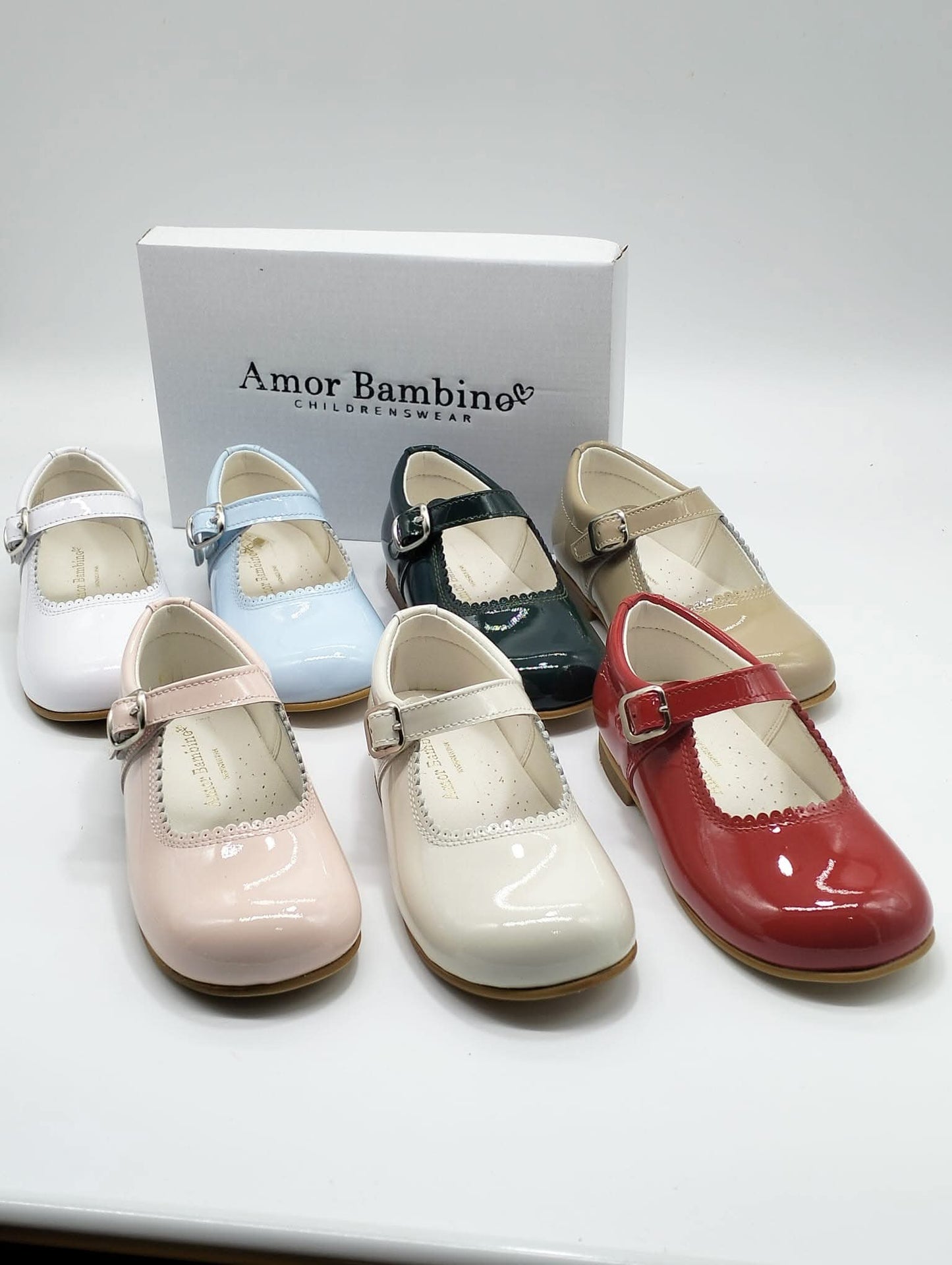 Amor Bambino Baby Blue Mary Jane Girls Leather Patent Shoes (In Stock)