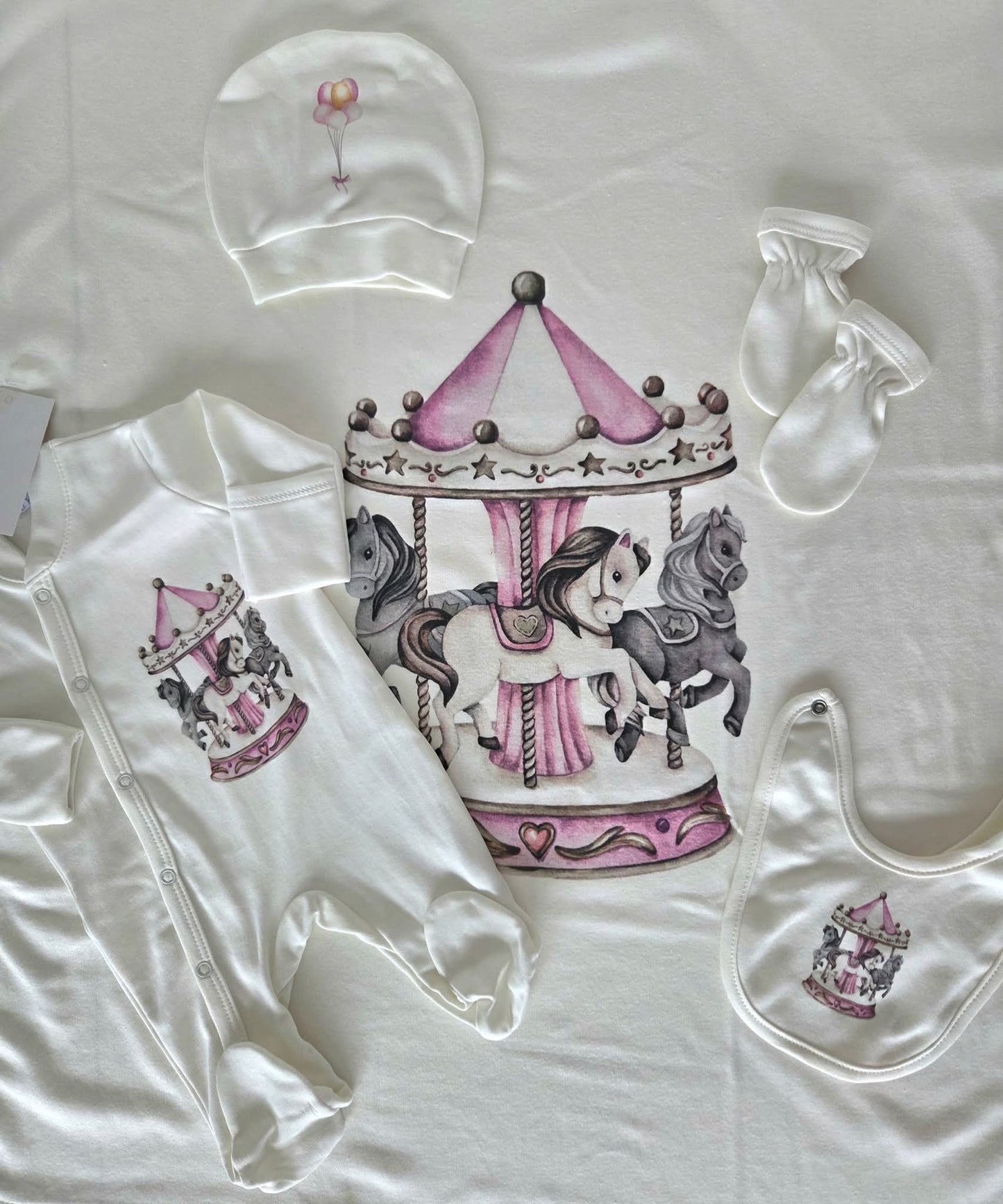 Baby Pink Horse Carousel 5 Piece Set