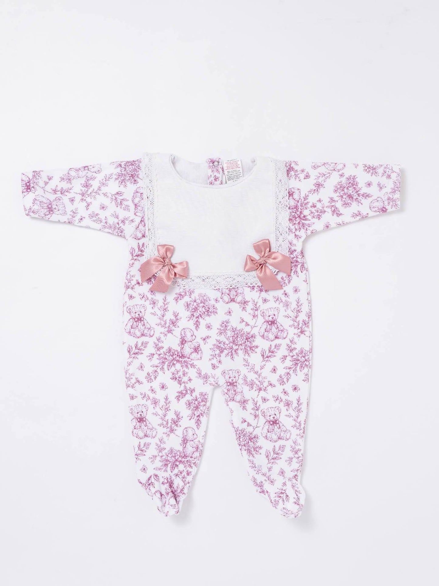 Baby Girls Cherry Red Bow Bib Teddy Babygrow
