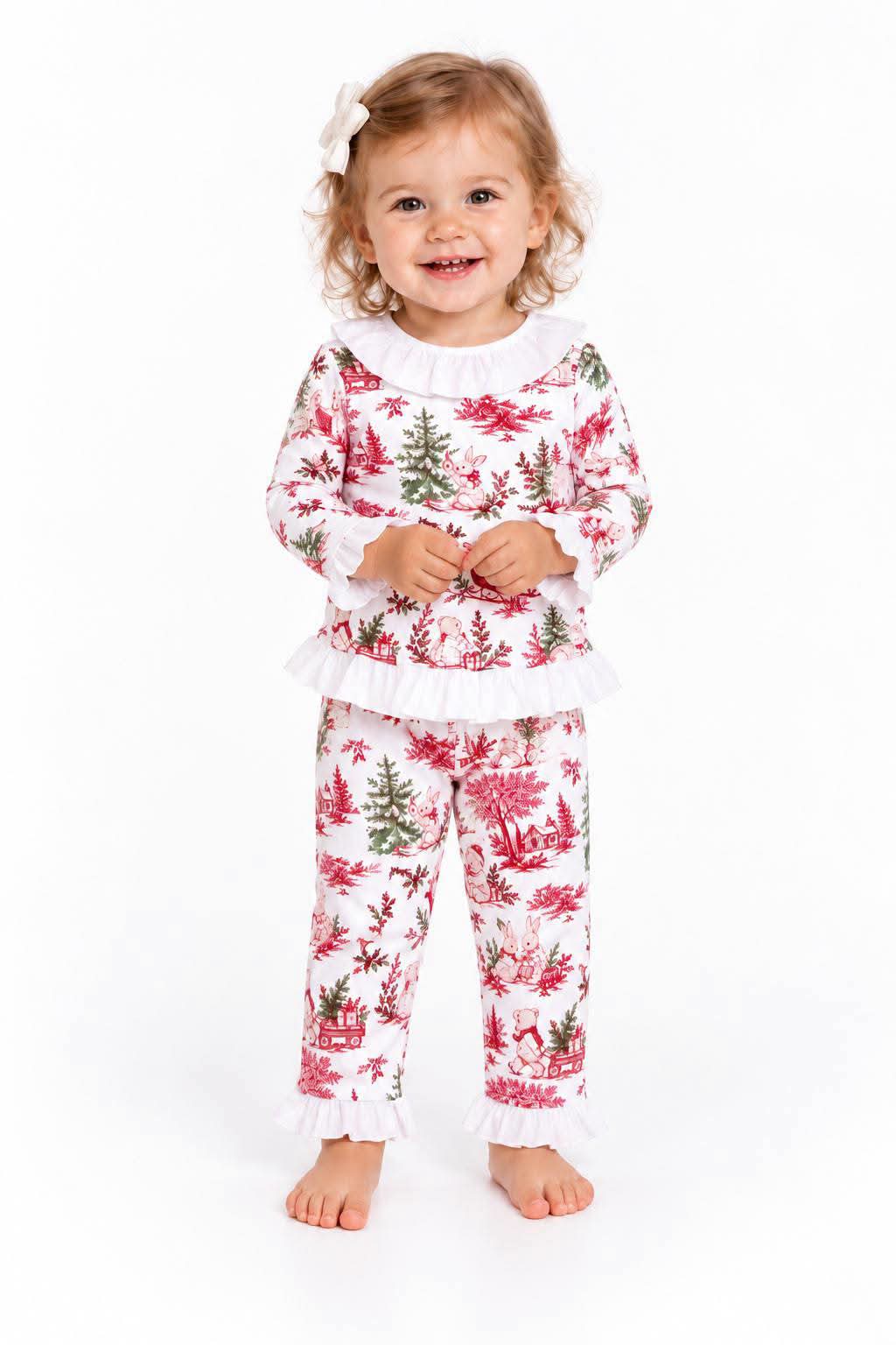 Girls Baby Christmas 2 piece Cotton Pyjamas Set 3m-5y