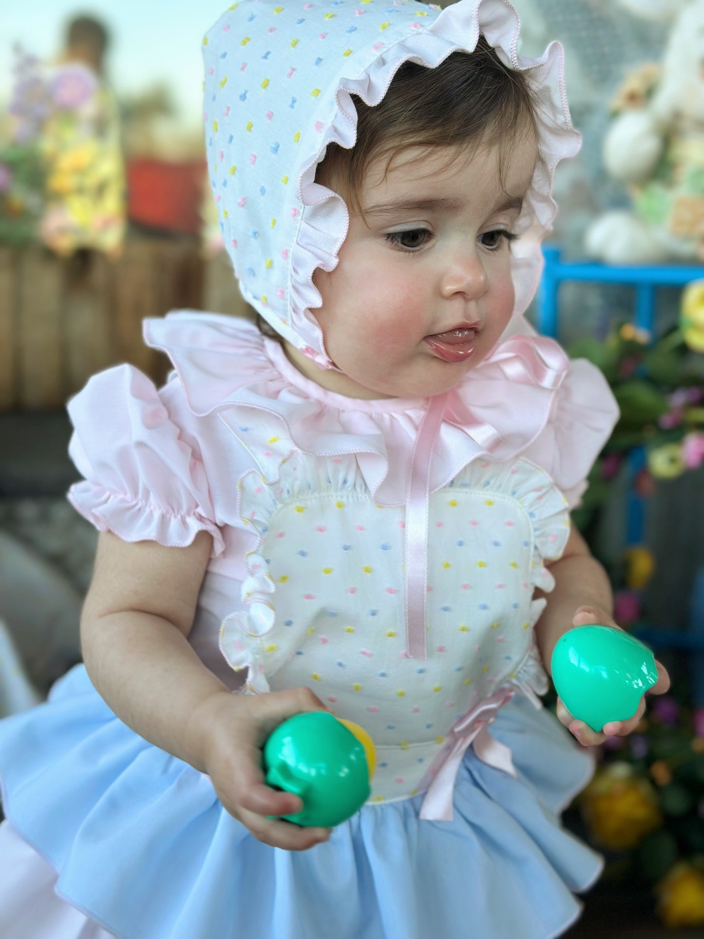 Girls Multicoloured Plumetti Romper & Blouse - (Made To Order)