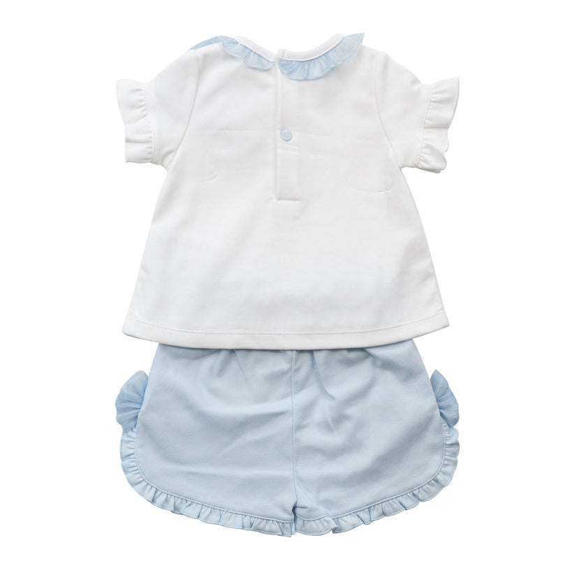 Girls White/Pink Top & Short Set