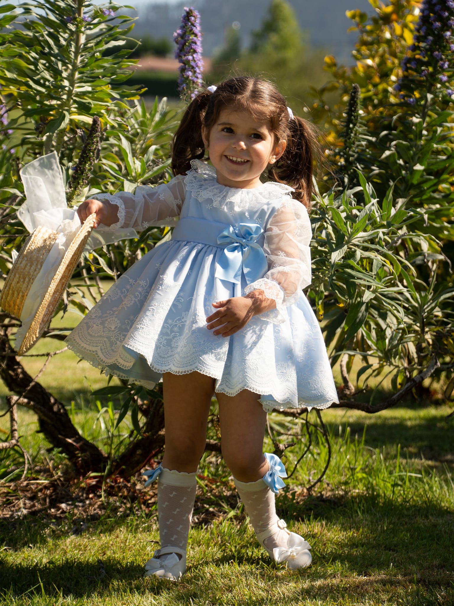 Extravaganza Baby Blue Embroidered Dress AW (Made to order) Amor Bambino Childrenswear Extravaganza Baby Blue Embroidered Dress AW (Made to order) Amor Bambino Childrenswear