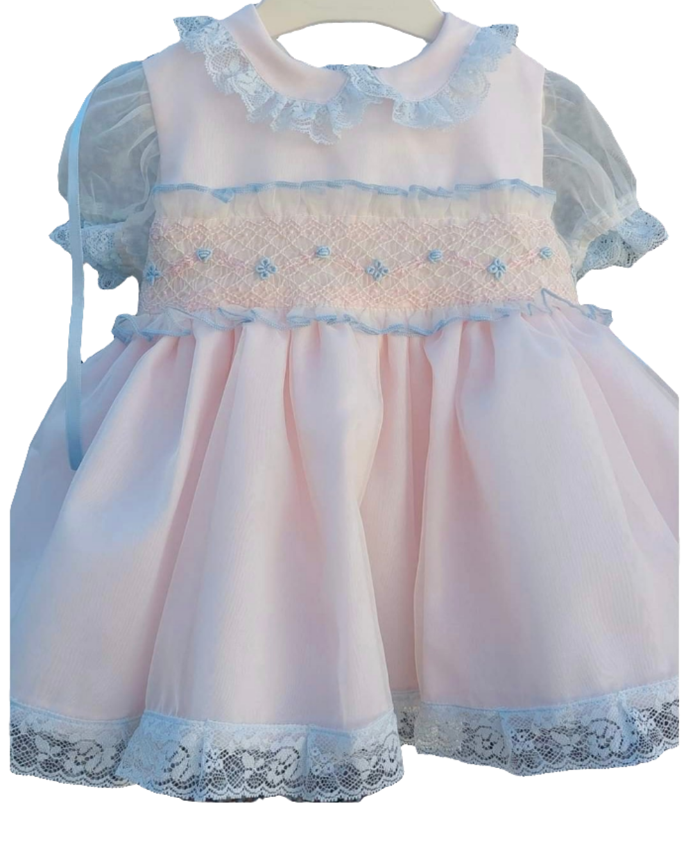 Girls Checked Hand Smocked Jam Pant Set