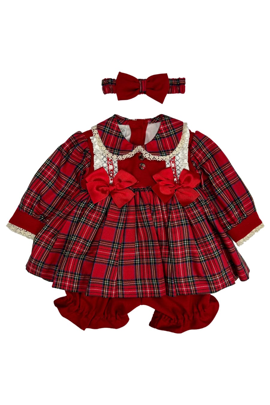 Girls Smocked Tartan Dress with bloomers