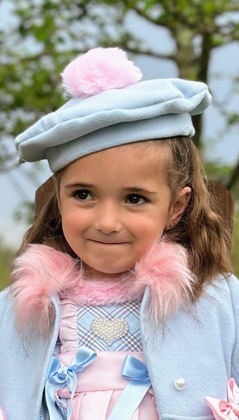 Girls Baby Blue & Pink Fur Coat AW (Made to order)