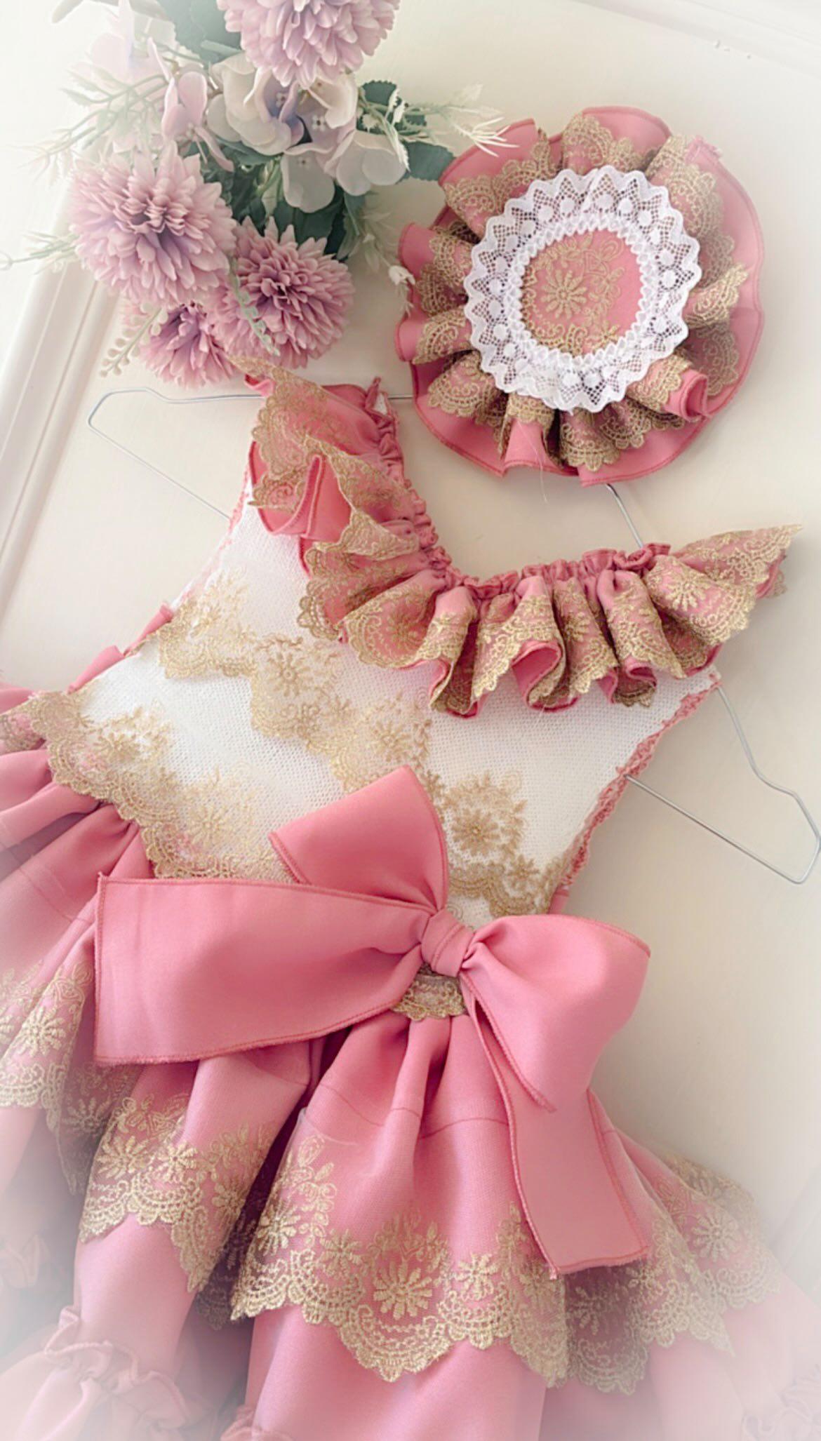 Ela Confeccion SS26 Girls Handmade Dress, Knickers & Hairpiece Set - (Made to order)