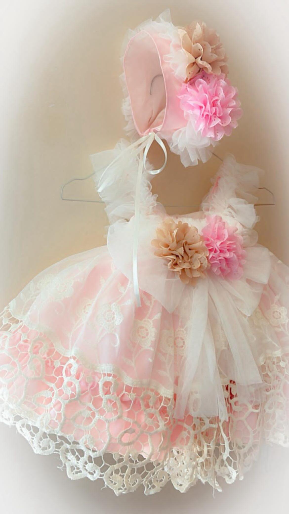 Girls Savannah Pink Handmade Dress, Knickers & Hairpiece Set - Ela Confeccion SS26 (Made to order)