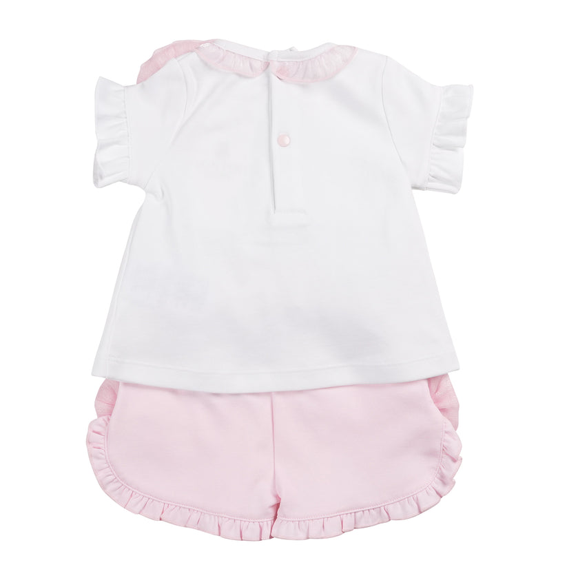 Girls White/Blue Top & Short Set