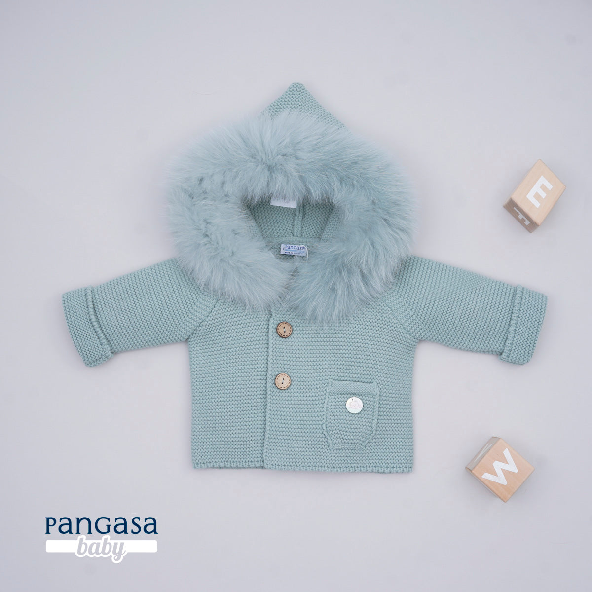 Pangasa Baby Luxury Fur Jacket Powder Green - Preorder