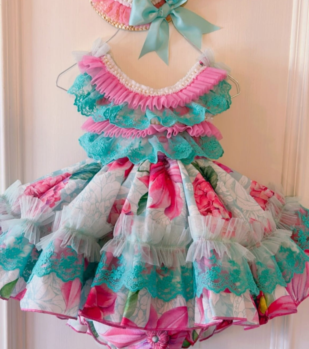 Ela Confeccion SS25 Vega Multiprint Handmade Puffball Dress & Knickers Set - (Made to order)