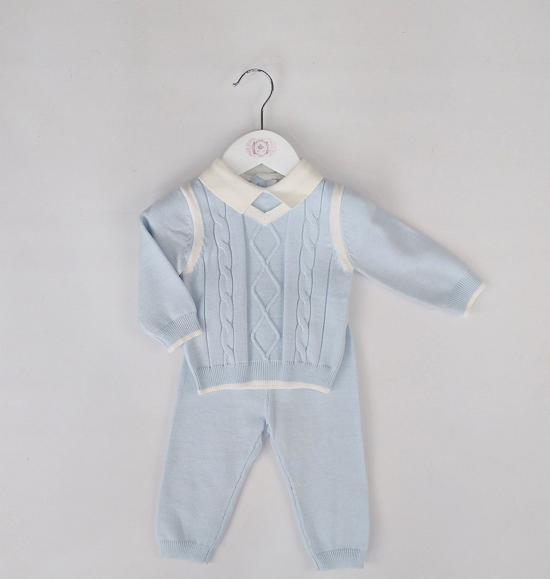 Boys Soft Knitted Camel & Cream Set