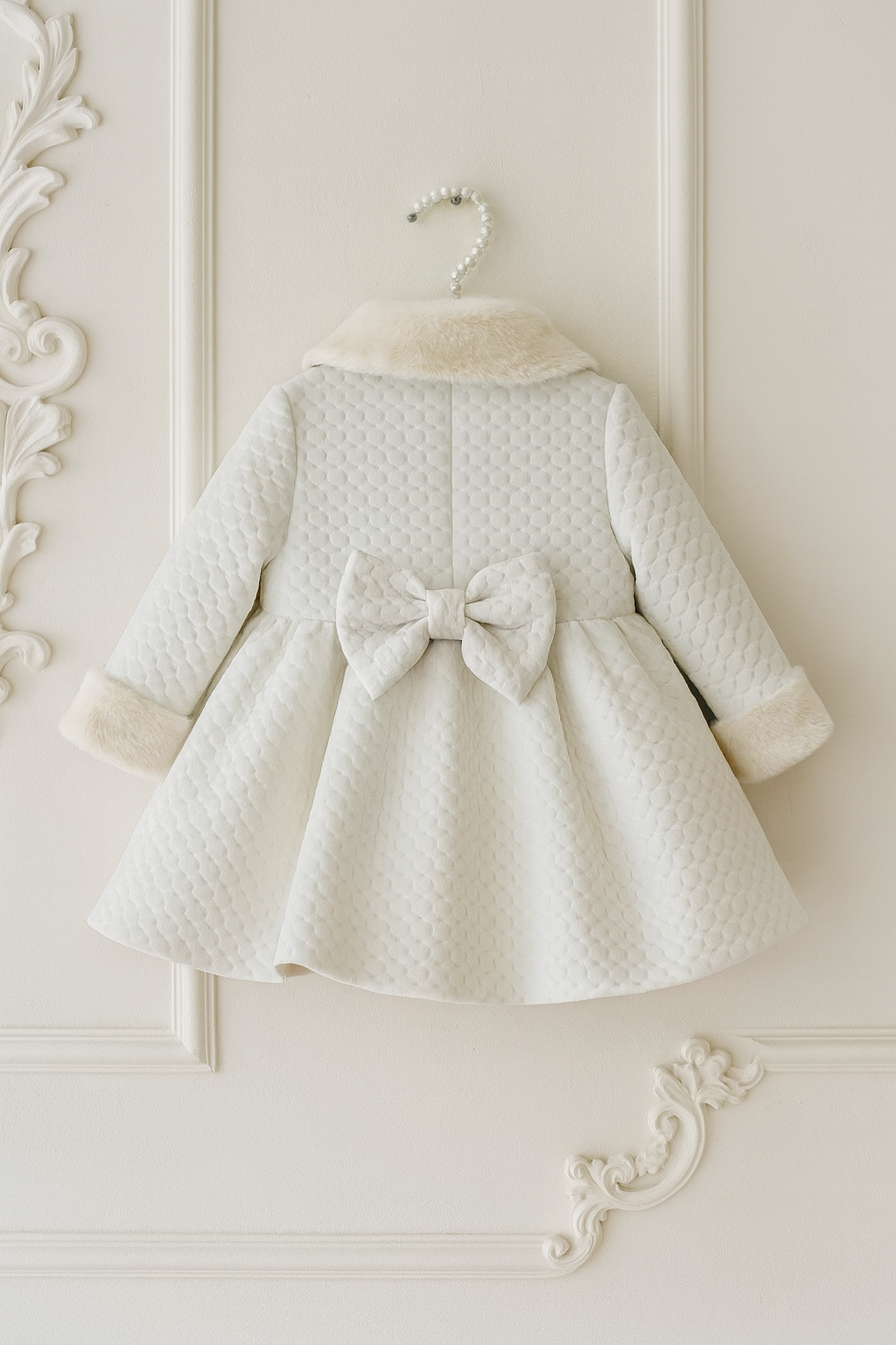 Handmade Quilted White Girls Sonata Coat AW25 (Made To Order)