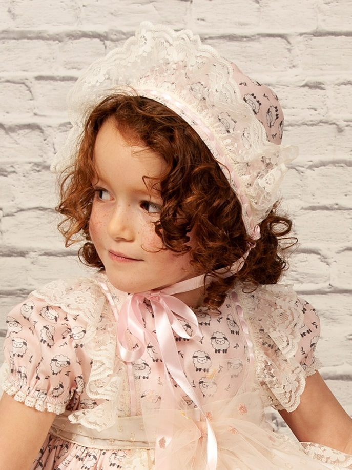 Girls Pink Sheep Puffball Dress - (Made to order)