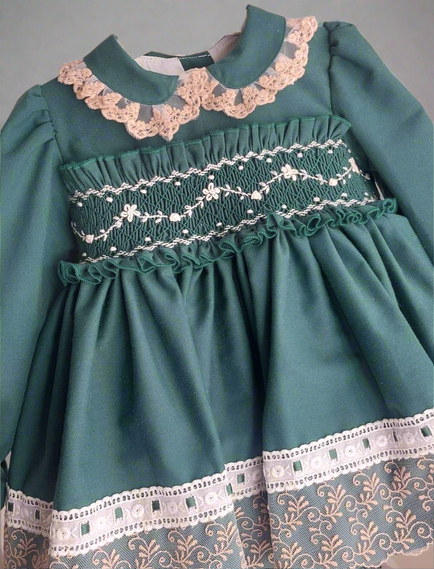 Sonata Emerald Smocked Dress AW (Made to order)