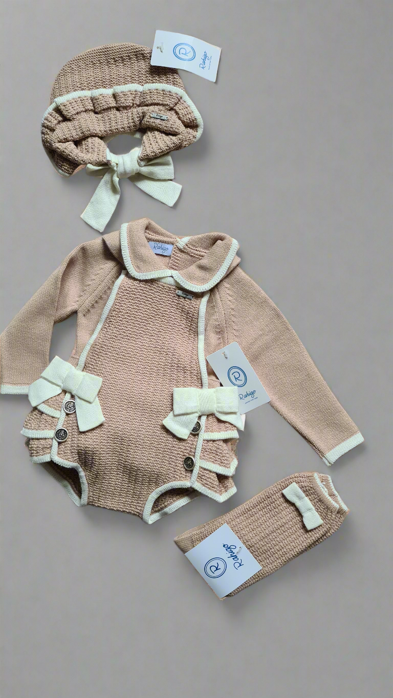 Girls Knitted Romper, Jumper & Bonnet - Rahigo AW