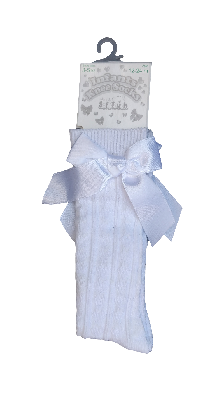 White Kneehigh Socks with White Bow