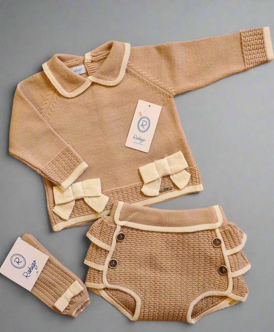Rahigo Camel Knitted Jam Pant, Socks & Bonnet Set AW