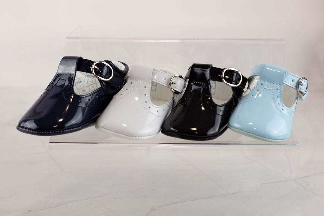 Baby Boys Patent Leather Buckle Soft Gum Shoes