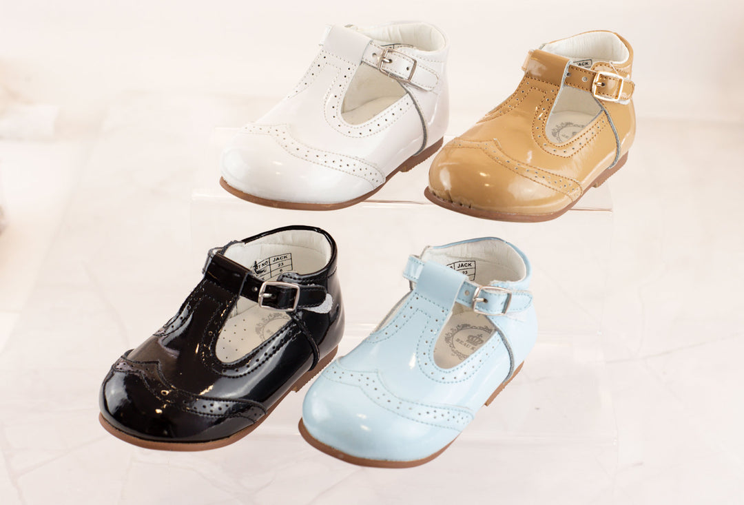 Boys Patent Leather Buckle Hard Sole Shoes