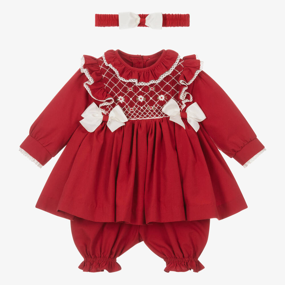Girls Red Smocked Dress Set – Amor Bambino Childrenswear