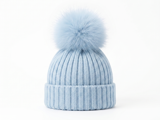 Pangasa Baby Powdered Pink Natural Pom Ribbed Hat - Preorder