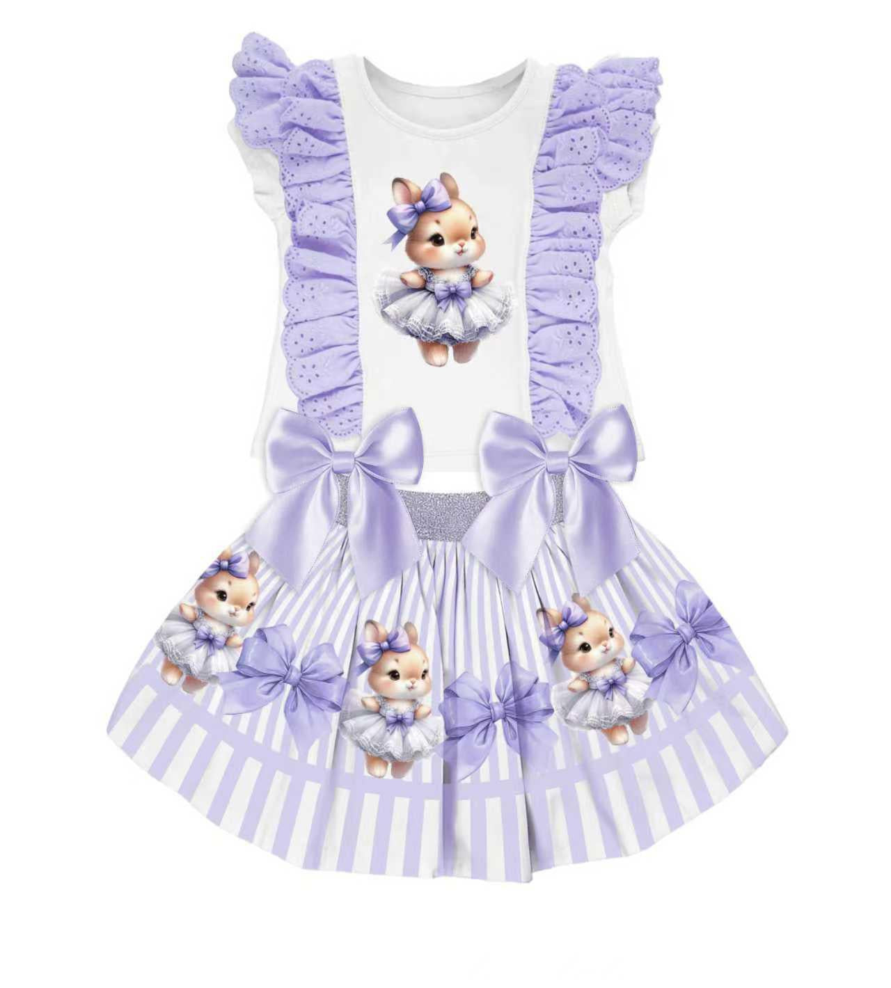 Purple Bunny Top & Skirt Set