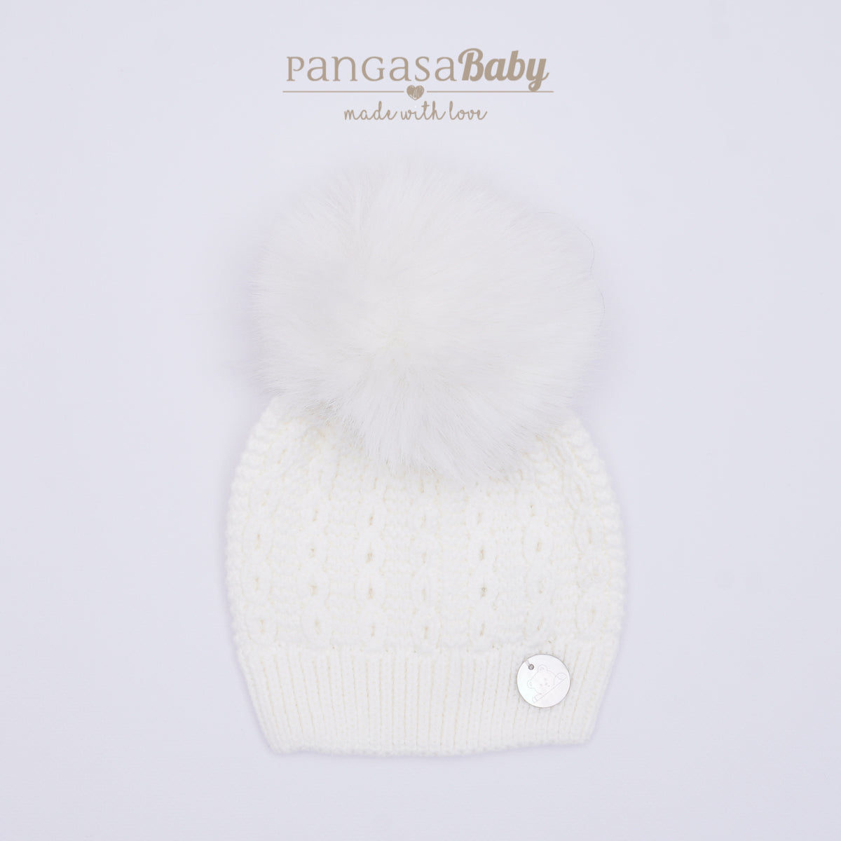 Pangasa Baby Powdered Blue Cable Knitted Natural Fur Hats - Preorder