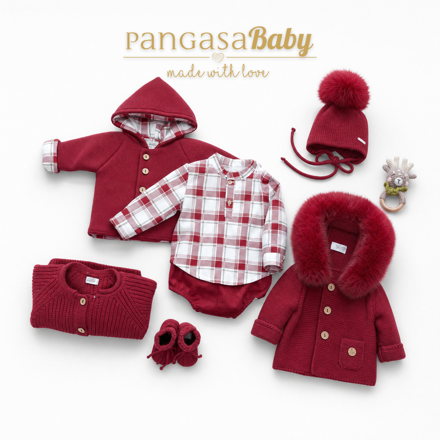 Pangasa Baby Boys Cherry Red Shirt & Jam Pant Set ~ AW26 Preorder