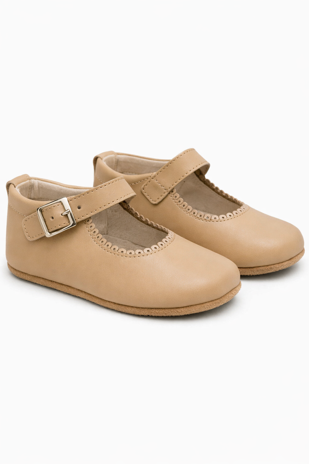 Amor Bambino Baby Girls Camel Matte Leather Pram Shoes - (Preorder)